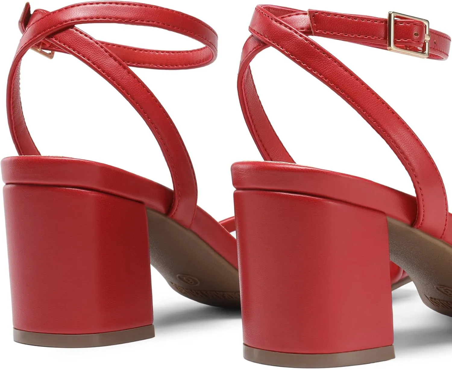 DREAM PAIRS Women's Chunky Strappy Heels Square Open Toe Ankle Buckle Low Heels Sandals for Daily Wedding Party Dress