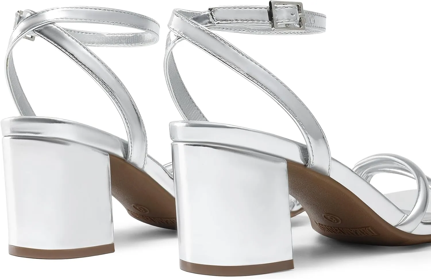 DREAM PAIRS Women's Chunky Strappy Heels Square Open Toe Ankle Buckle Low Heels Sandals for Daily Wedding Party Dress