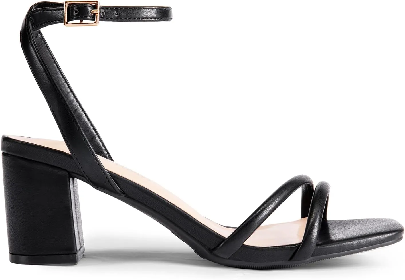 DREAM PAIRS Women's Chunky Strappy Heels Square Open Toe Ankle Buckle Low Heels Sandals for Daily Wedding Party Dress