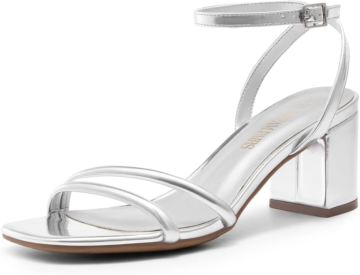 DREAM PAIRS Women's Chunky Strappy Heels Square Open Toe Ankle Buckle Low Heels Sandals for Daily Wedding Party Dress