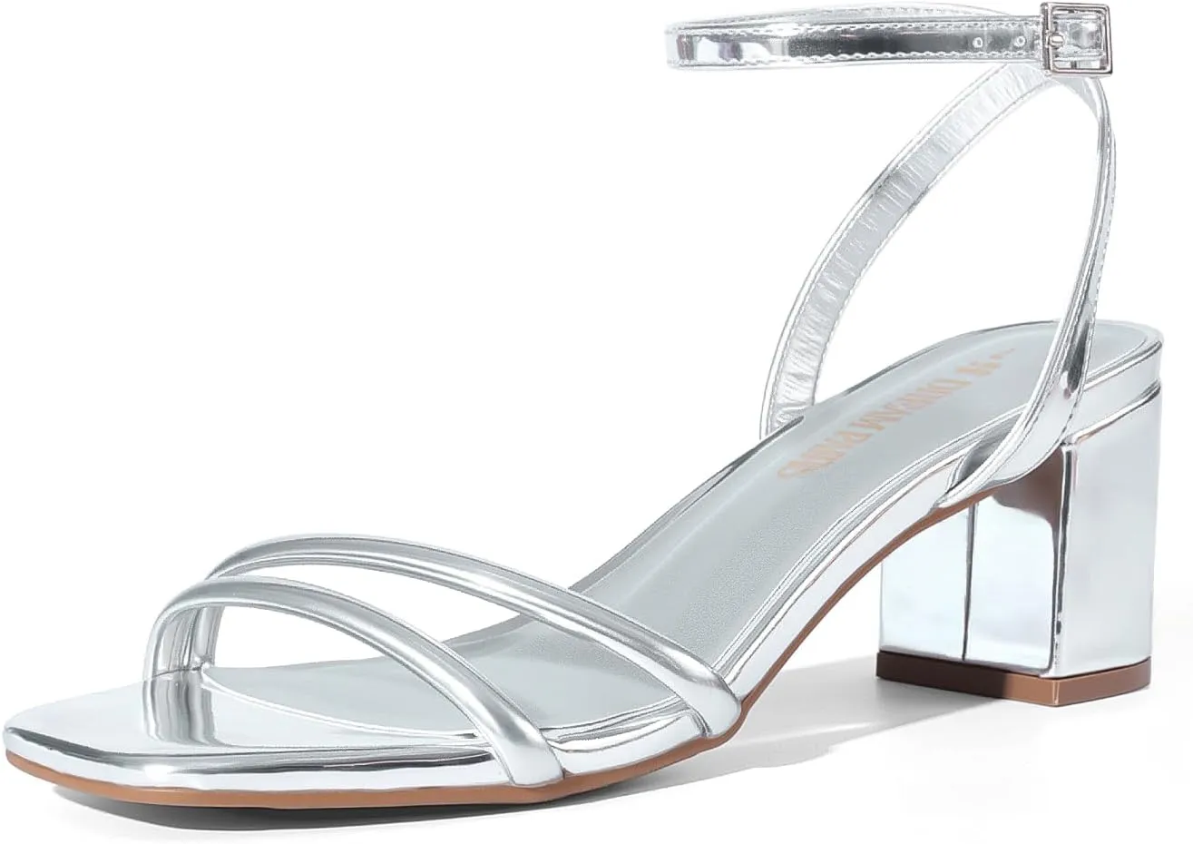 DREAM PAIRS Women's Chunky Strappy Heels Square Open Toe Ankle Buckle Low Heels Sandals for Daily Wedding Party Dress