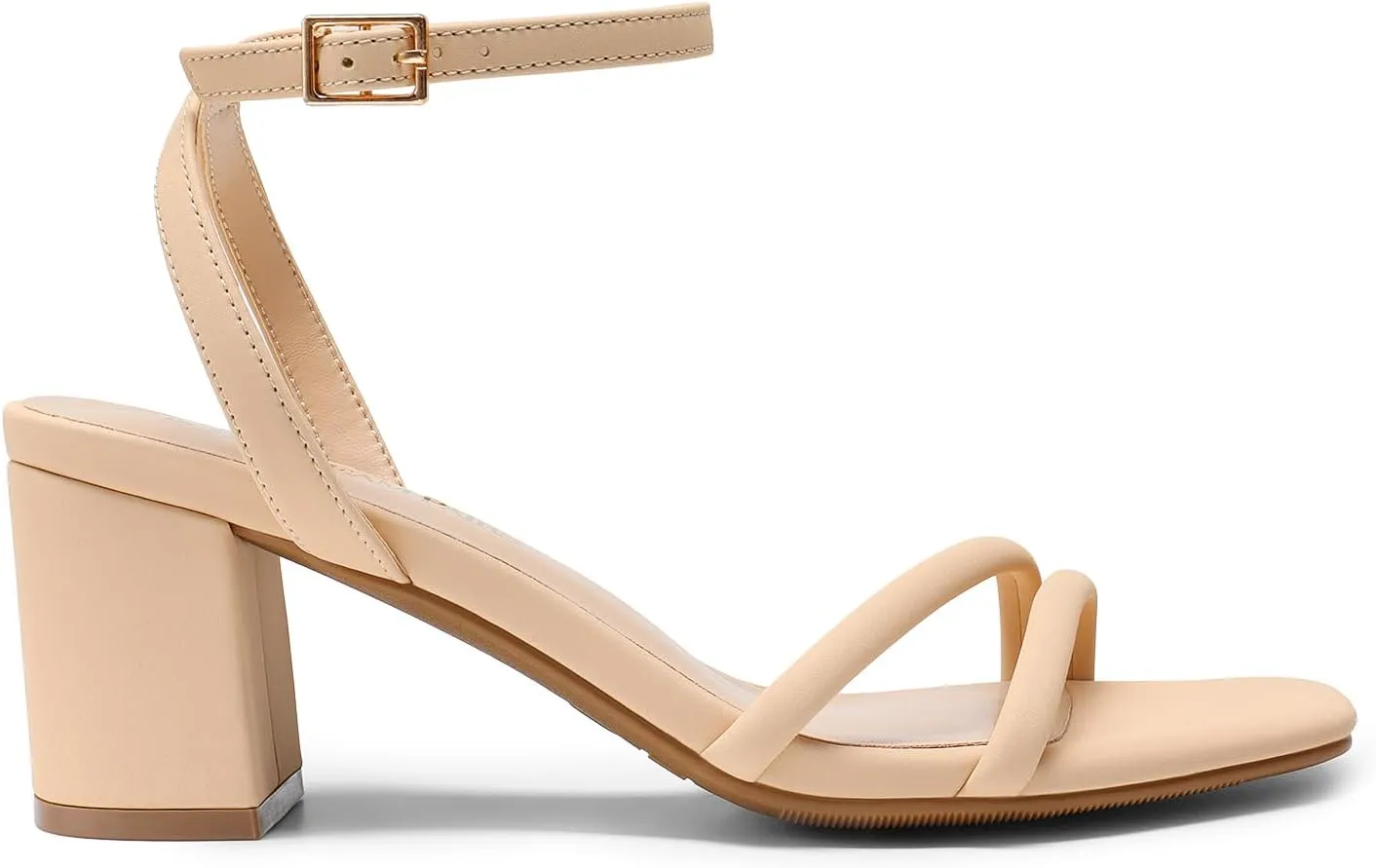 DREAM PAIRS Women's Chunky Strappy Heels Square Open Toe Ankle Buckle Low Heels Sandals for Daily Wedding Party Dress