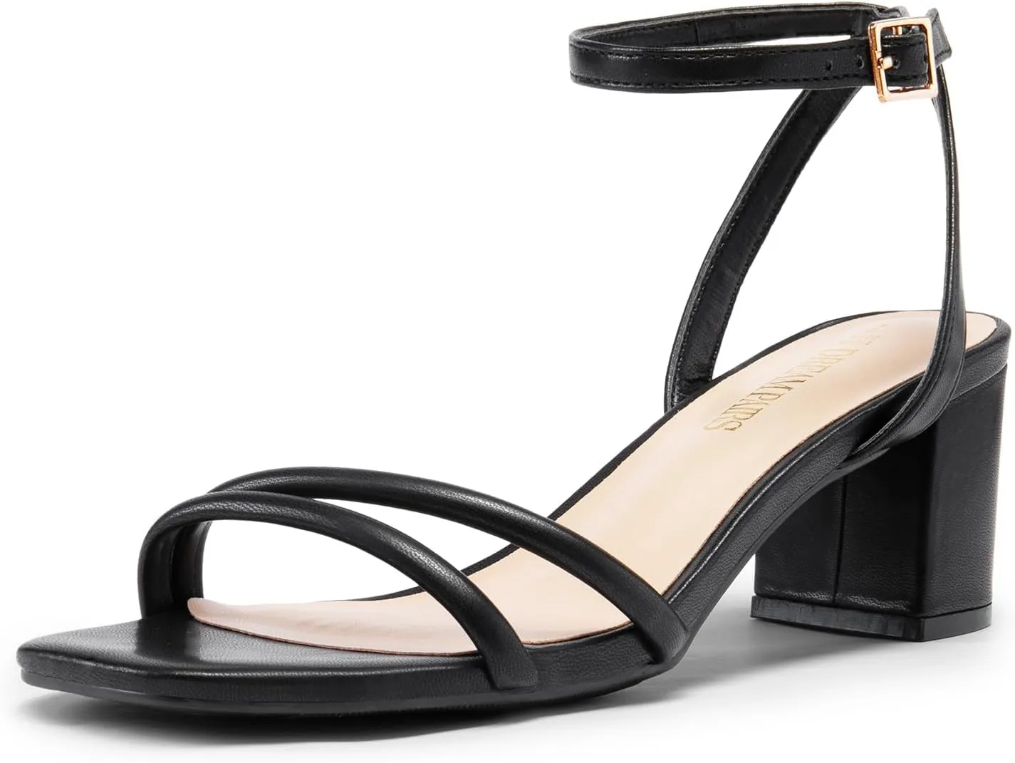 DREAM PAIRS Women's Chunky Strappy Heels Square Open Toe Ankle Buckle Low Heels Sandals for Daily Wedding Party Dress