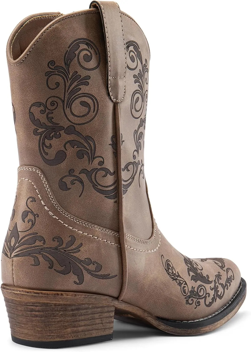 DREAM PAIRS Women's Cowboy Cowgirl Western Ankle Boots Low Chunky Heels Square Toe Fall Short Booties Shoes