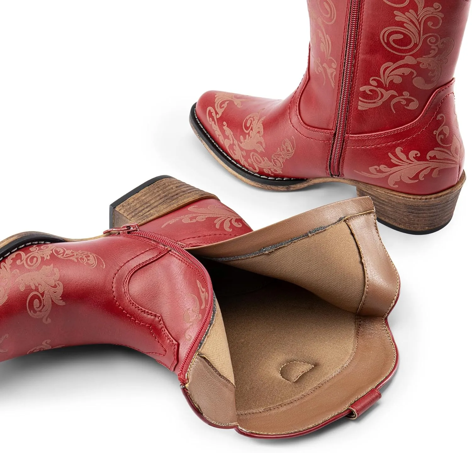 DREAM PAIRS Women's Cowboy Cowgirl Western Ankle Boots Low Chunky Heels Square Toe Fall Short Booties Shoes