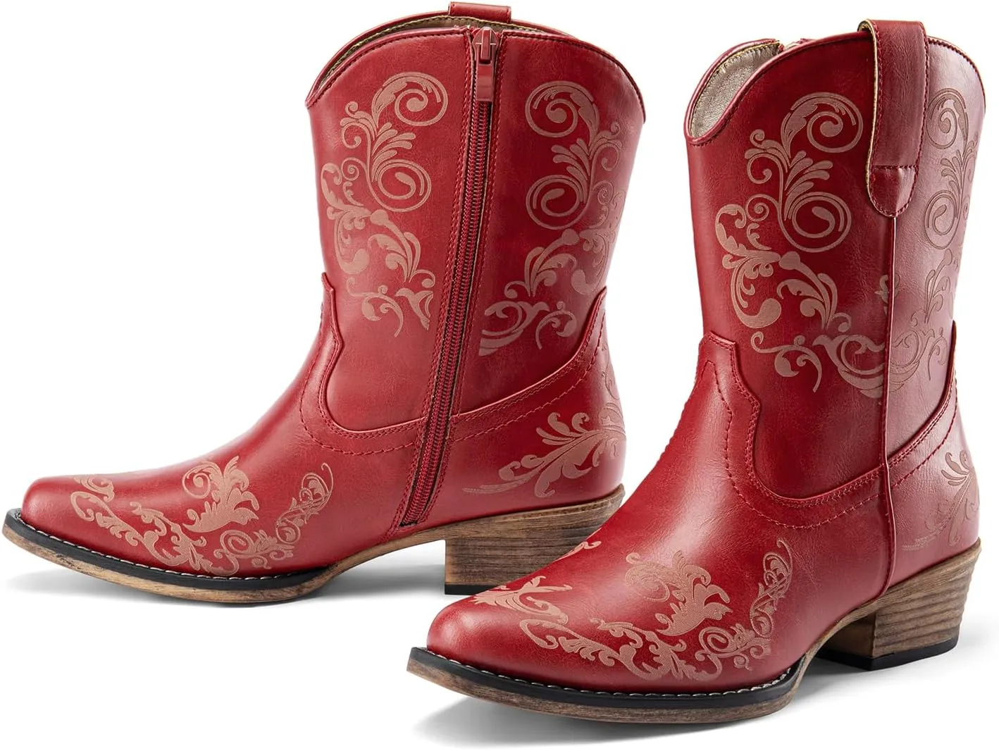 DREAM PAIRS Women's Cowboy Cowgirl Western Ankle Boots Low Chunky Heels Square Toe Fall Short Booties Shoes