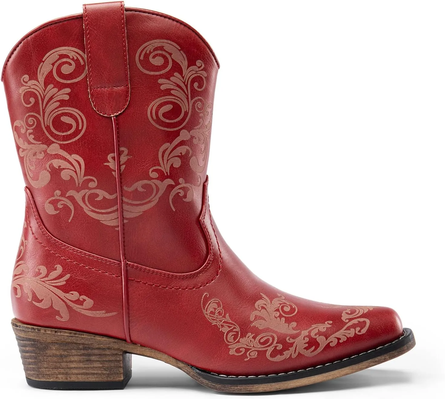 DREAM PAIRS Women's Cowboy Cowgirl Western Ankle Boots Low Chunky Heels Square Toe Fall Short Booties Shoes