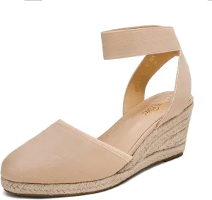 DREAM PAIRS Women's Elastic Ankle Strap Espadrilles Wedge Sandals