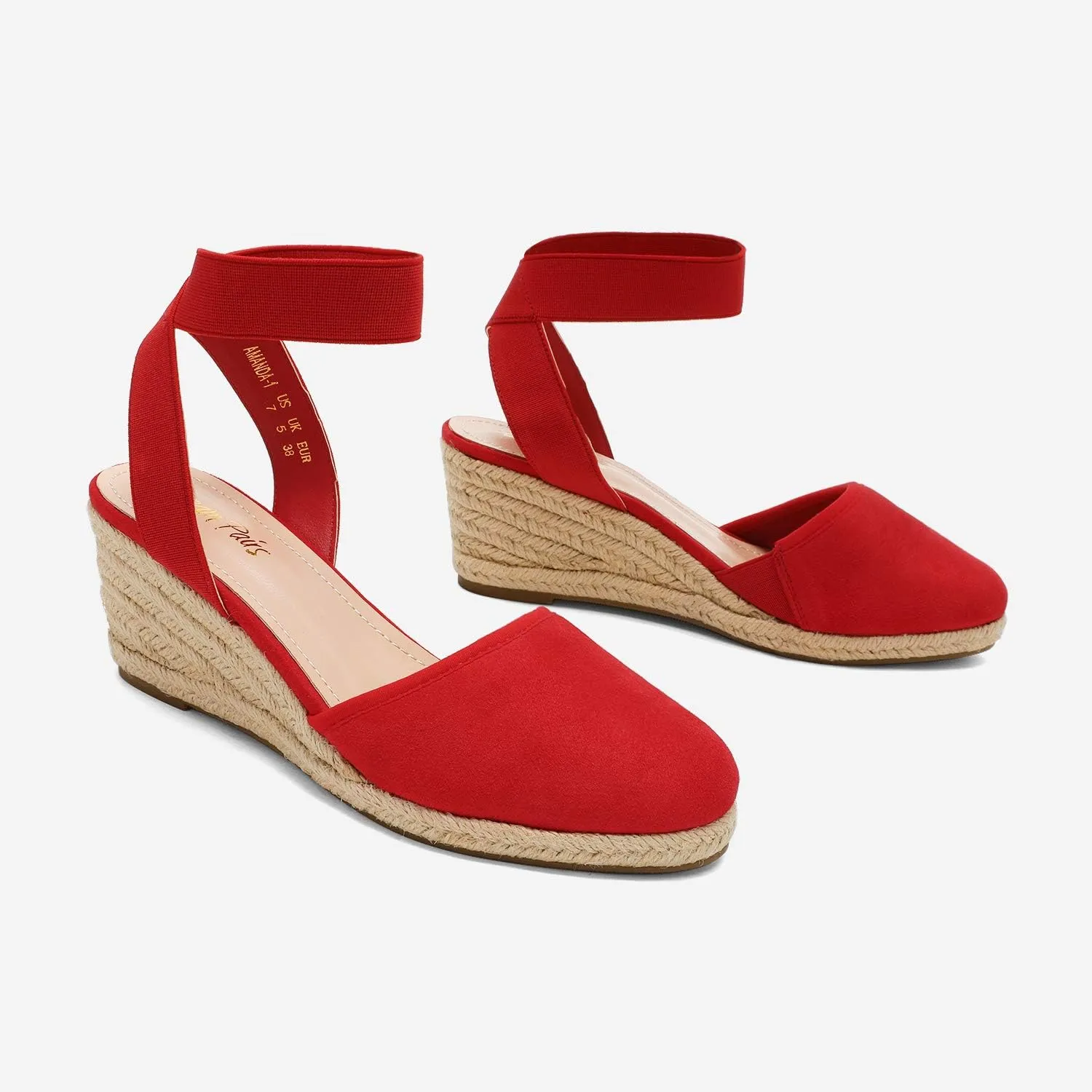DREAM PAIRS Women's Elastic Ankle Strap Espadrilles Wedge Sandals