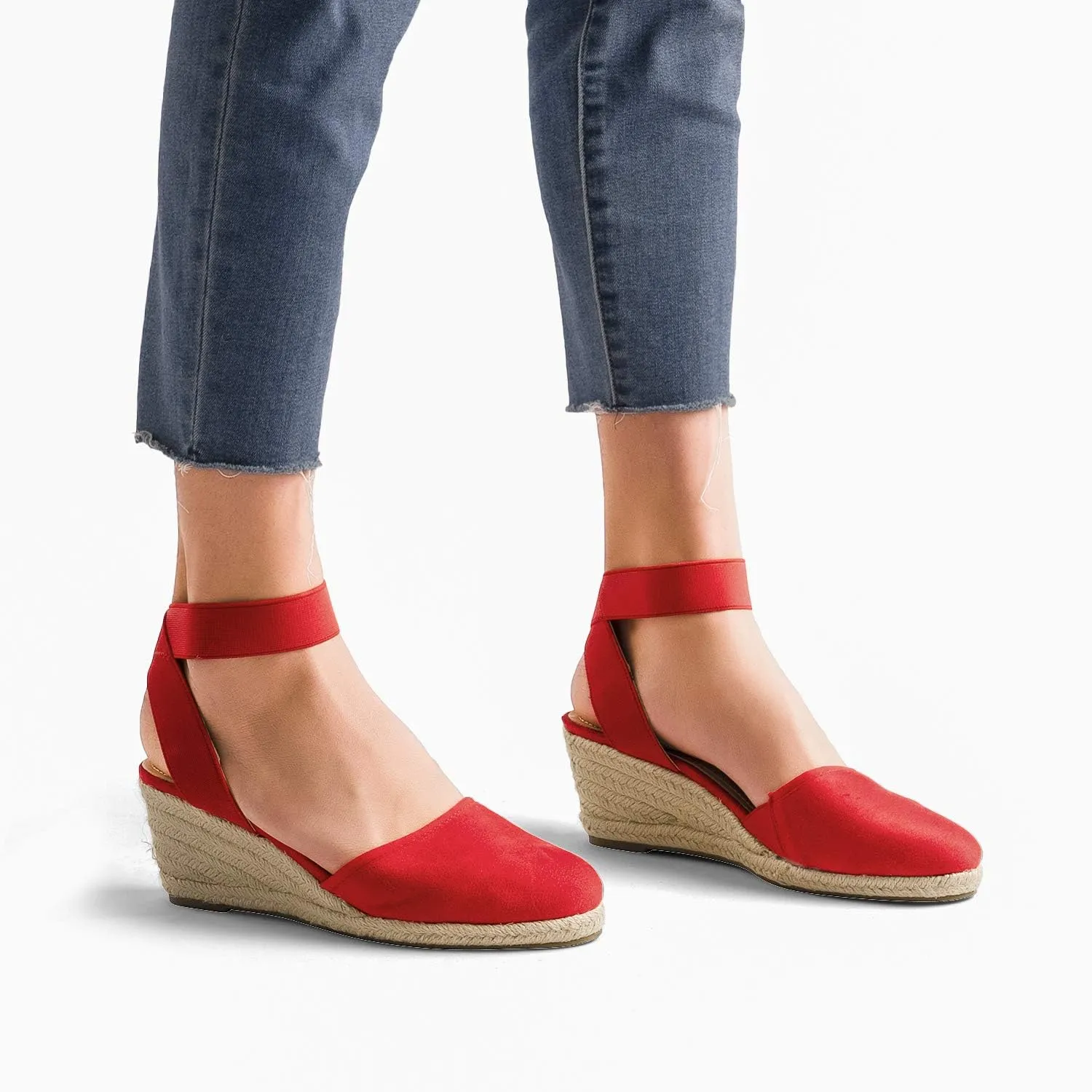 DREAM PAIRS Women's Elastic Ankle Strap Espadrilles Wedge Sandals