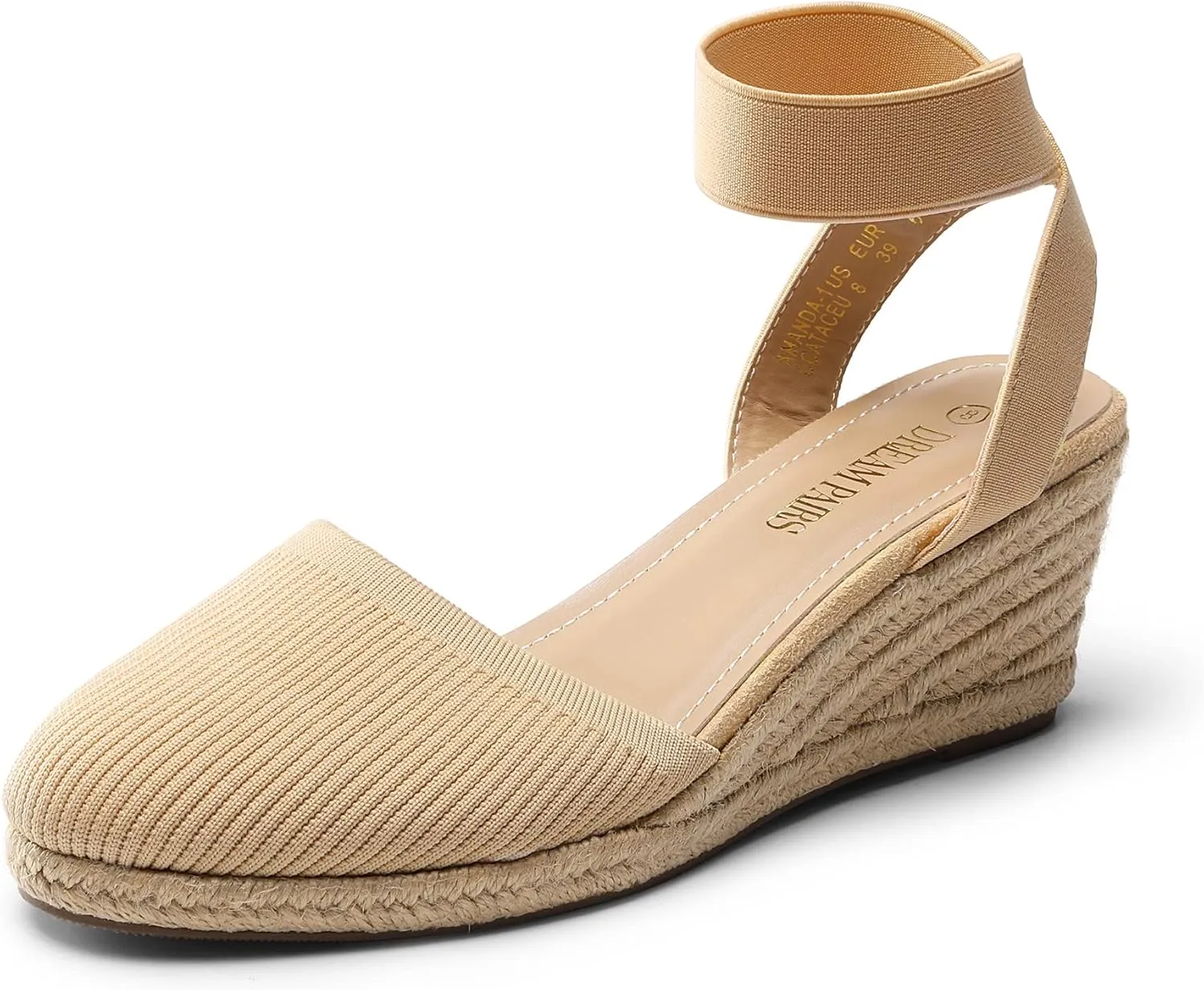 DREAM PAIRS Women's Elastic Ankle Strap Espadrilles Wedge Sandals