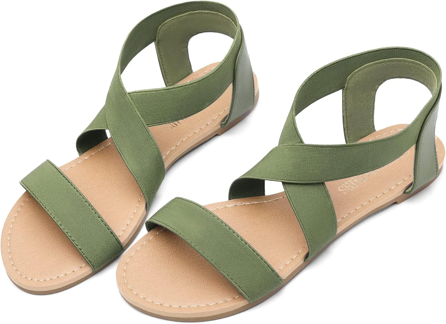 DREAM PAIRS Women's Elastic Ankle Strap Flat Sandals Summer Dressy Shoes Cute Strappy Gladiator Sandals