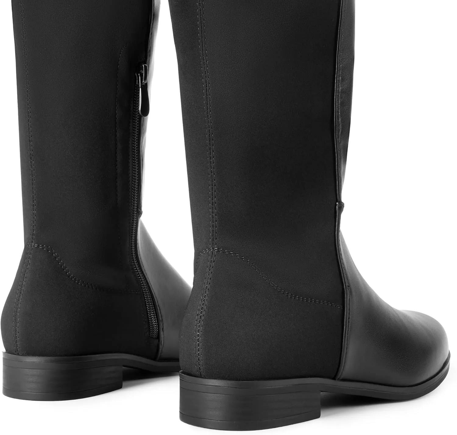 DREAM PAIRS Women's Knee-High Boots Comfortable Flat Low Heel Round Toe Stretchy Suede Slouch Boots with Side Zipper