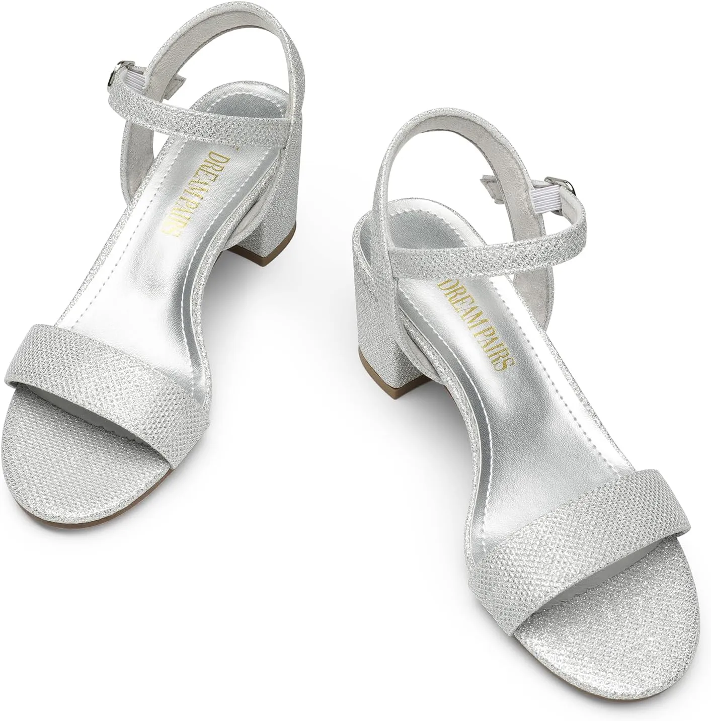 DREAM PAIRS Women's Low Heels Block Open Toe Ankle Strap Classic Short Chunky Sandals with Buckle for Daily Work Wedding Party