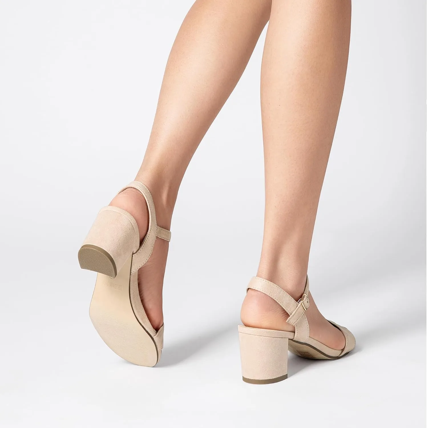 DREAM PAIRS Women's Low Heels Block Open Toe Ankle Strap Classic Short Chunky Sandals with Buckle for Daily Work Wedding Party