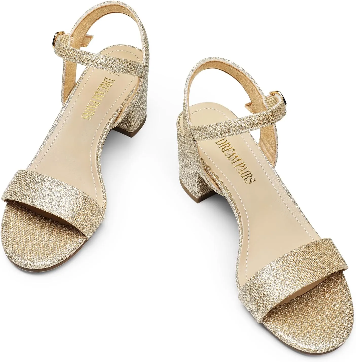 DREAM PAIRS Women's Low Heels Block Open Toe Ankle Strap Classic Short Chunky Sandals with Buckle for Daily Work Wedding Party
