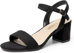 DREAM PAIRS Women's Low Heels Block Open Toe Ankle Strap Classic Short Chunky Sandals with Buckle for Daily Work Wedding Party