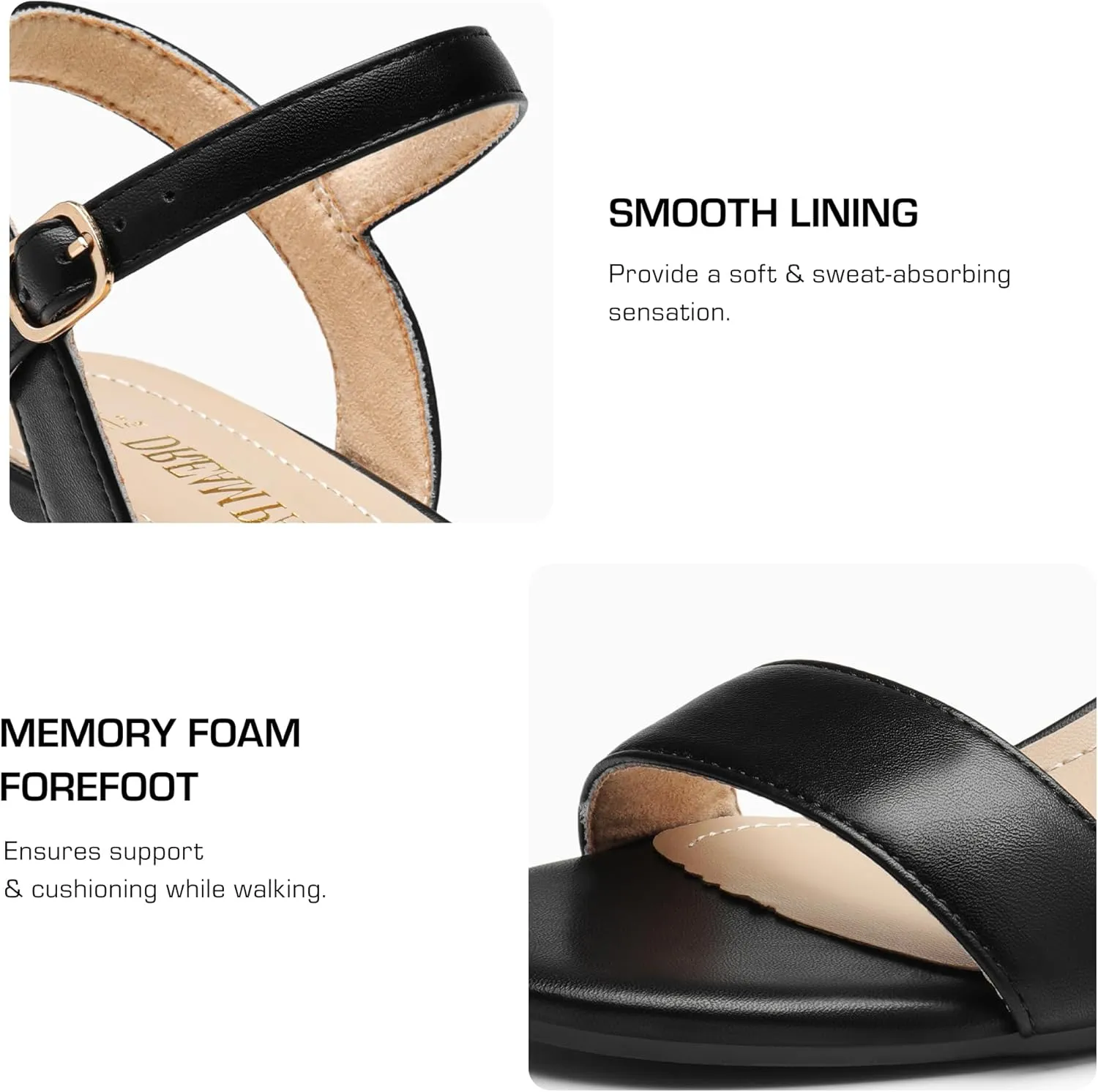 DREAM PAIRS Women's Low Heels Block Open Toe Ankle Strap Classic Short Chunky Sandals with Buckle for Daily Work Wedding Party