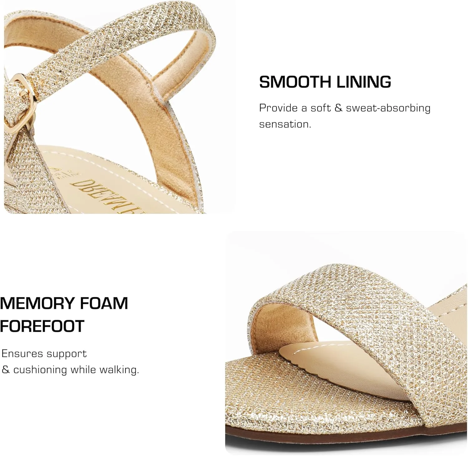 DREAM PAIRS Women's Low Heels Block Open Toe Ankle Strap Classic Short Chunky Sandals with Buckle for Daily Work Wedding Party