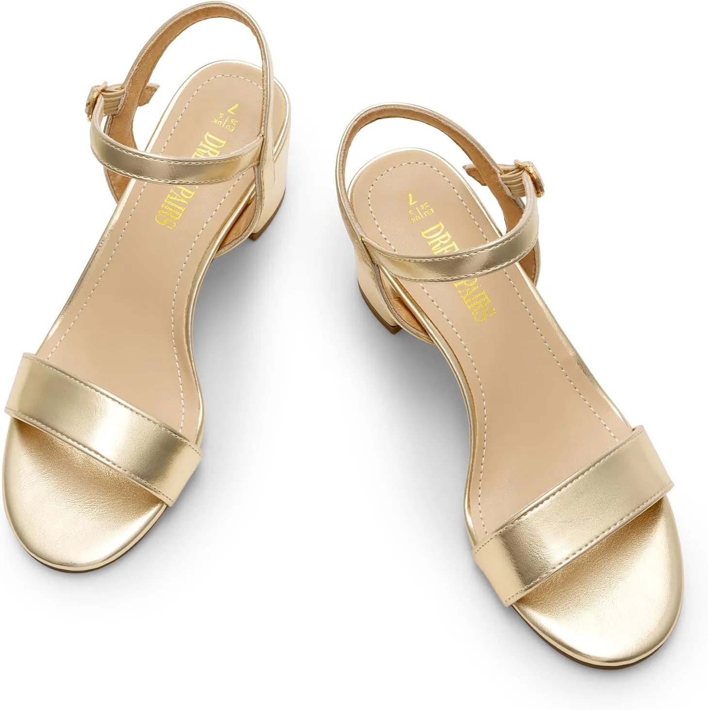 DREAM PAIRS Women's Low Heels Block Open Toe Ankle Strap Classic Short Chunky Sandals with Buckle for Daily Work Wedding Party