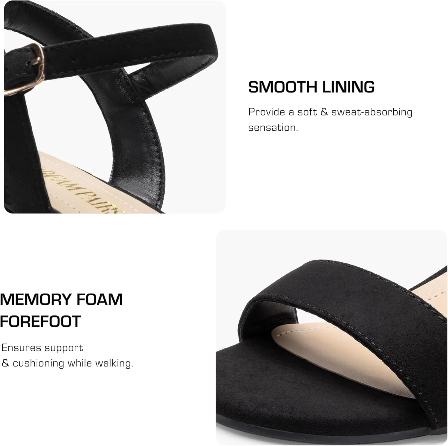 DREAM PAIRS Women's Low Heels Block Open Toe Ankle Strap Classic Short Chunky Sandals with Buckle for Daily Work Wedding Party