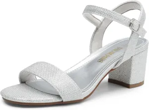 DREAM PAIRS Women's Low Heels Block Open Toe Ankle Strap Classic Short Chunky Sandals with Buckle for Daily Work Wedding Party