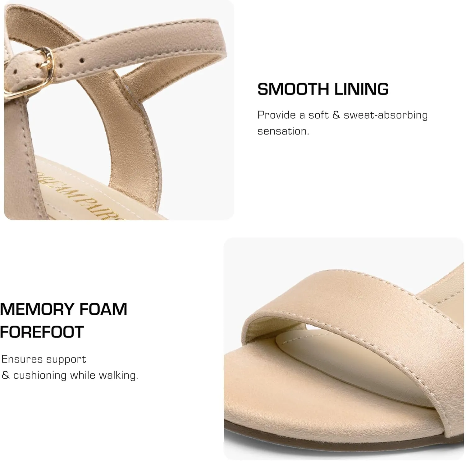 DREAM PAIRS Women's Low Heels Block Open Toe Ankle Strap Classic Short Chunky Sandals with Buckle for Daily Work Wedding Party
