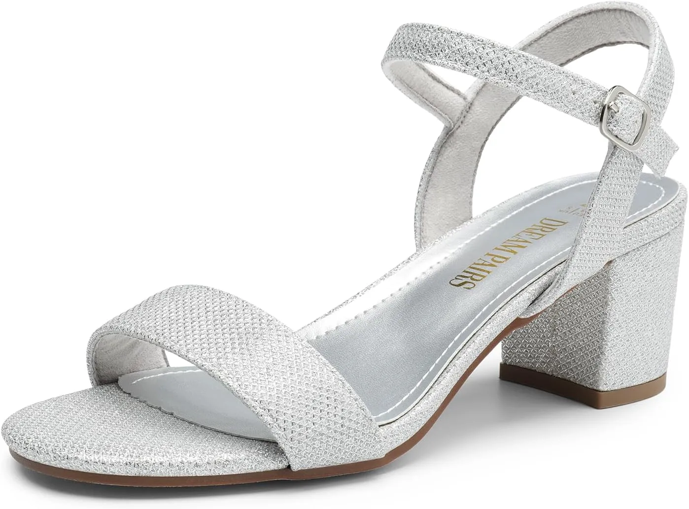 DREAM PAIRS Women's Low Heels Block Open Toe Ankle Strap Classic Short Chunky Sandals with Buckle for Daily Work Wedding Party