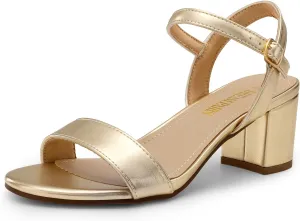 DREAM PAIRS Women's Low Heels Block Open Toe Ankle Strap Classic Short Chunky Sandals with Buckle for Daily Work Wedding Party