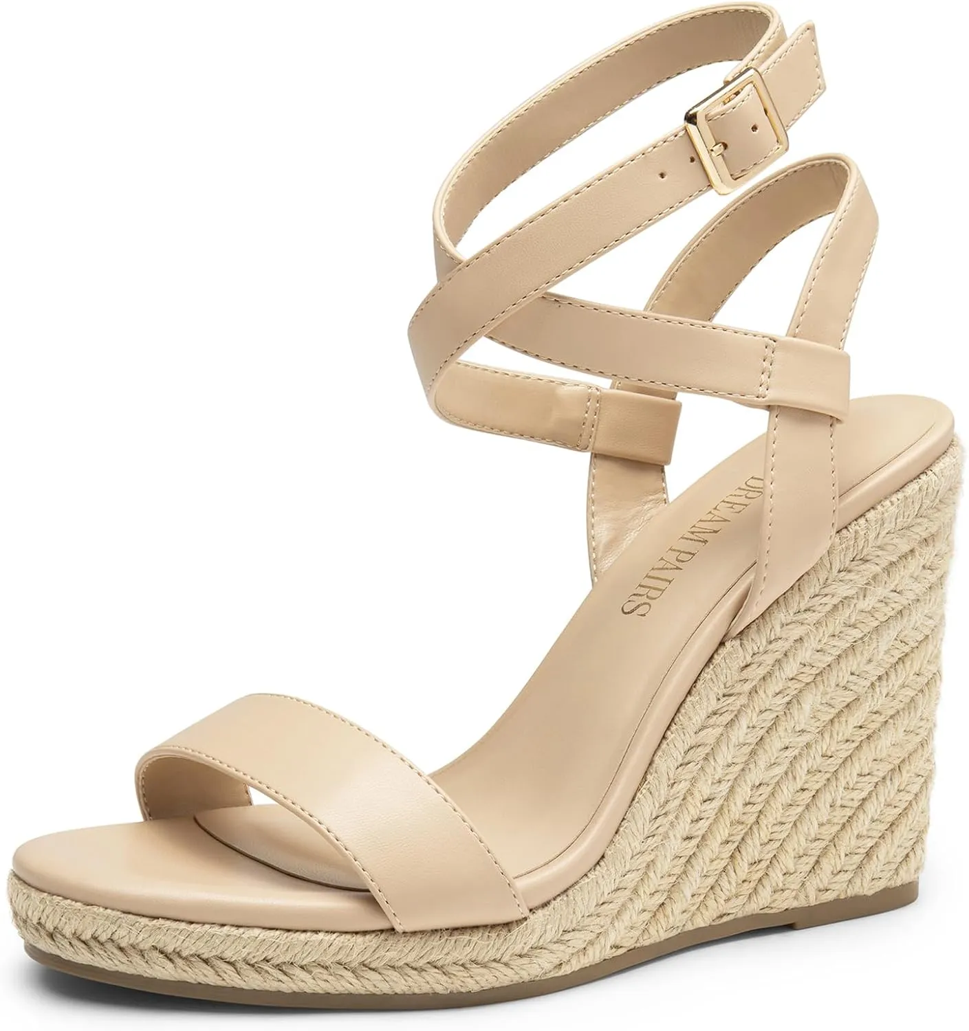 DREAM PAIRS Womens Open Toe Espadrilles Dressy Platform Sandals Buckle Ankle Strap Stylish Wedges Sandals