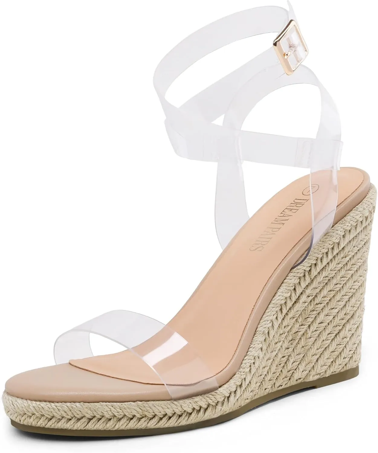 DREAM PAIRS Womens Open Toe Espadrilles Dressy Platform Sandals Buckle Ankle Strap Stylish Wedges Sandals