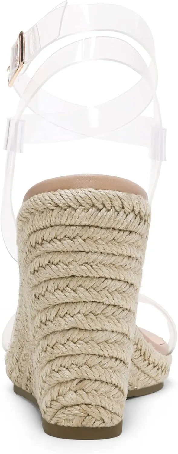 DREAM PAIRS Womens Open Toe Espadrilles Dressy Platform Sandals Buckle Ankle Strap Stylish Wedges Sandals