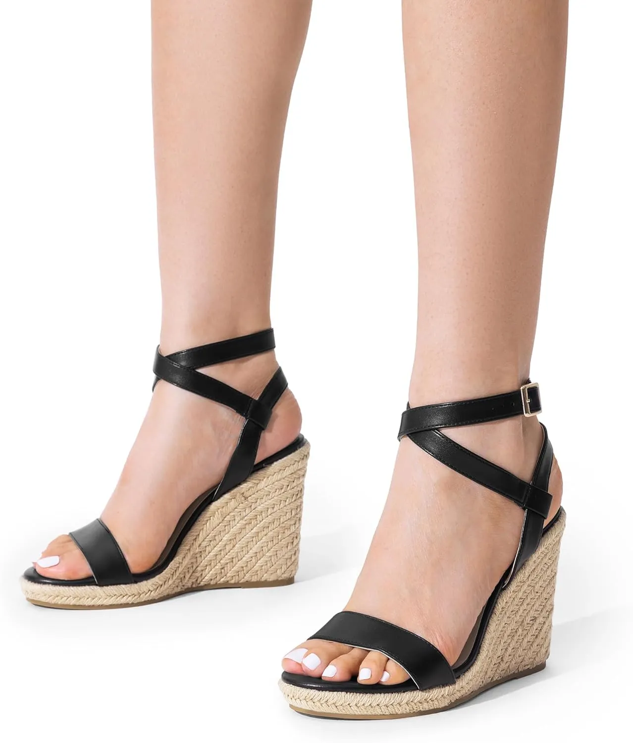 DREAM PAIRS Womens Open Toe Espadrilles Dressy Platform Sandals Buckle Ankle Strap Stylish Wedges Sandals