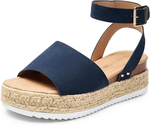 DREAM PAIRS Women's Platform Espadrilles Casual Ankle Strap Wedge Sandals Comfortable Dressy Summer Shoes