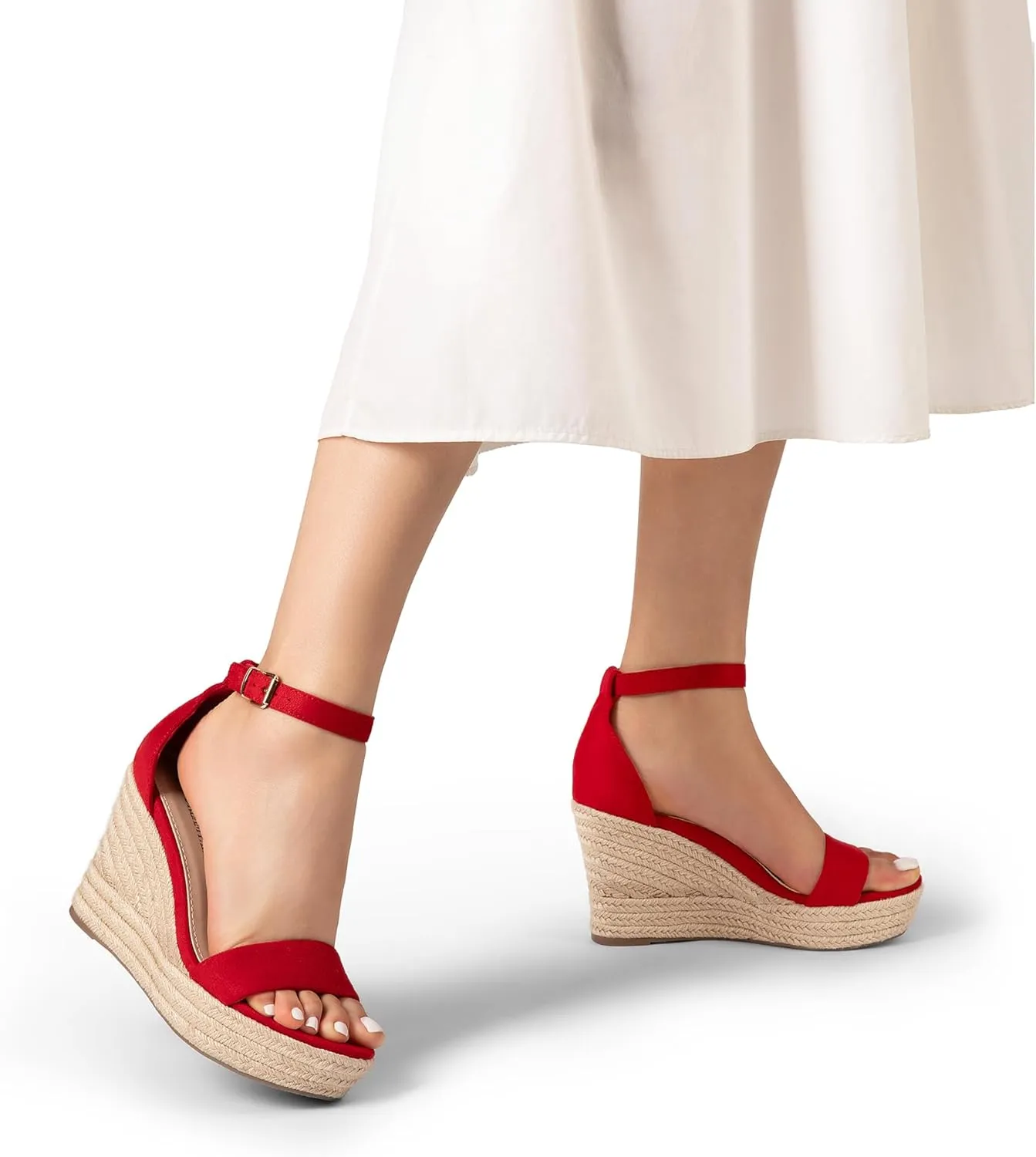 DREAM PAIRS Women's Platform Wedges Sandals, Comfortable Open Toe Espadrilles Sandals Dressy Buckle Ankle Strap Summer Shoes