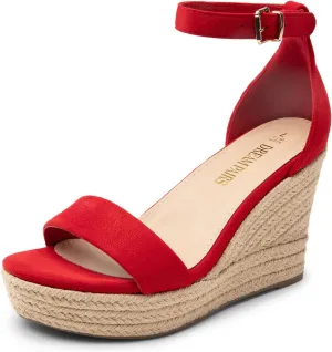 DREAM PAIRS Women's Platform Wedges Sandals, Comfortable Open Toe Espadrilles Sandals Dressy Buckle Ankle Strap Summer Shoes