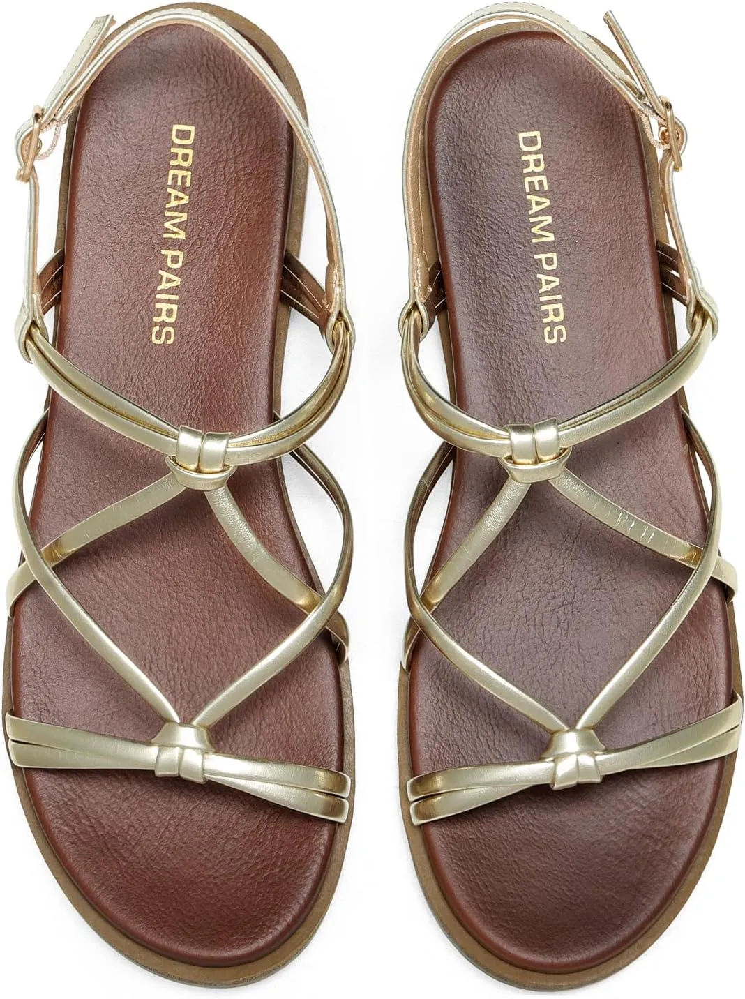 DREAM PAIRS Women's Sandals Cross Strappy Gladiator Dress Flat Sandals Daily Casual Comfortable Summer Shoes