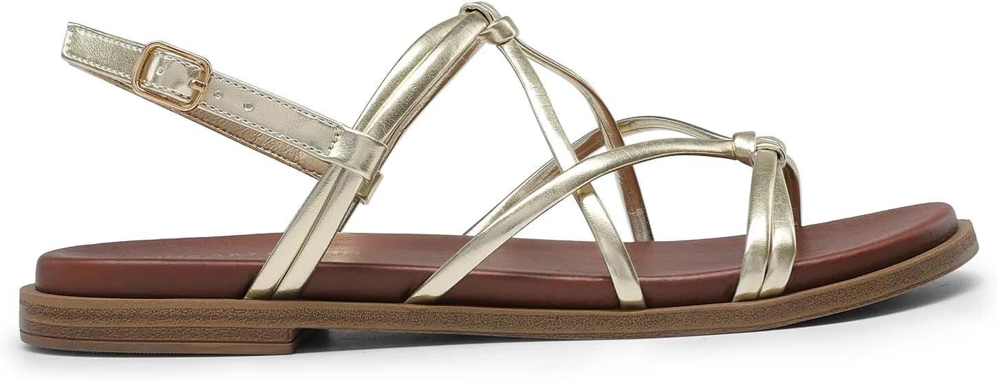 DREAM PAIRS Women's Sandals Cross Strappy Gladiator Dress Flat Sandals Daily Casual Comfortable Summer Shoes