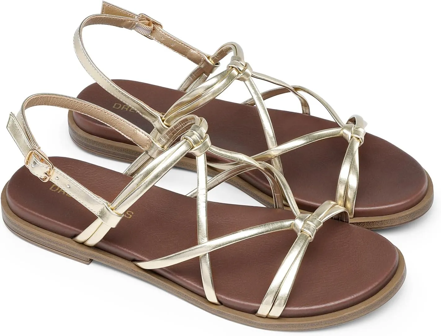 DREAM PAIRS Women's Sandals Cross Strappy Gladiator Dress Flat Sandals Daily Casual Comfortable Summer Shoes