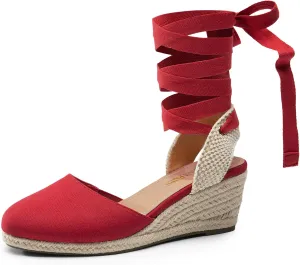 DREAM PAIRS Women's Wedge Sandals Platform Close Toe Espadrilles Strappy Lace Up Sandals Cute Fashion Comfortable Dressy Beach Vocation Summer Shoes