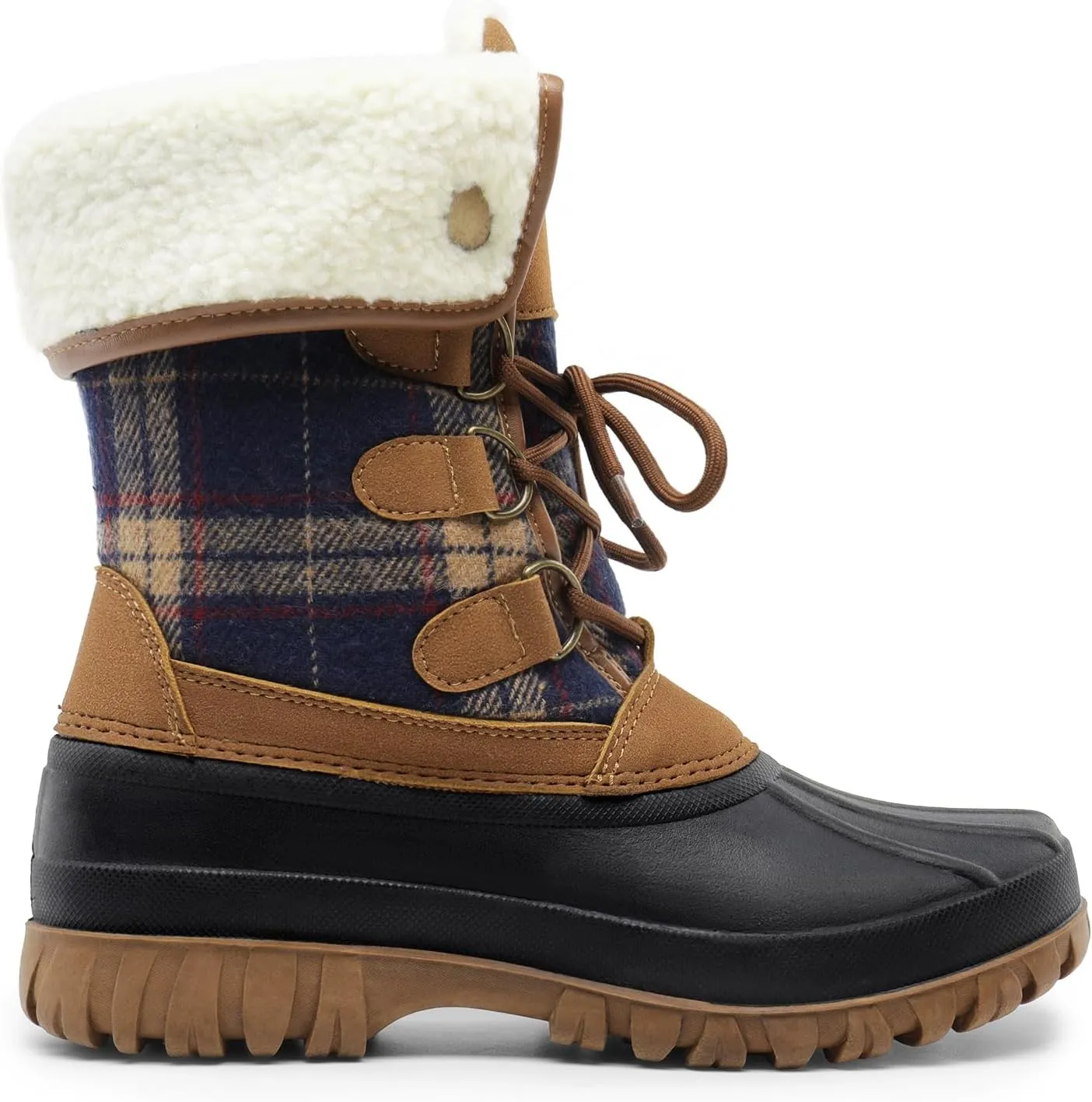 DREAM PAIRS Women's Winter Duck Boots Mid Calf Warm Insulated Faux Fur Lined Waterproof Lace Up Snow Boots