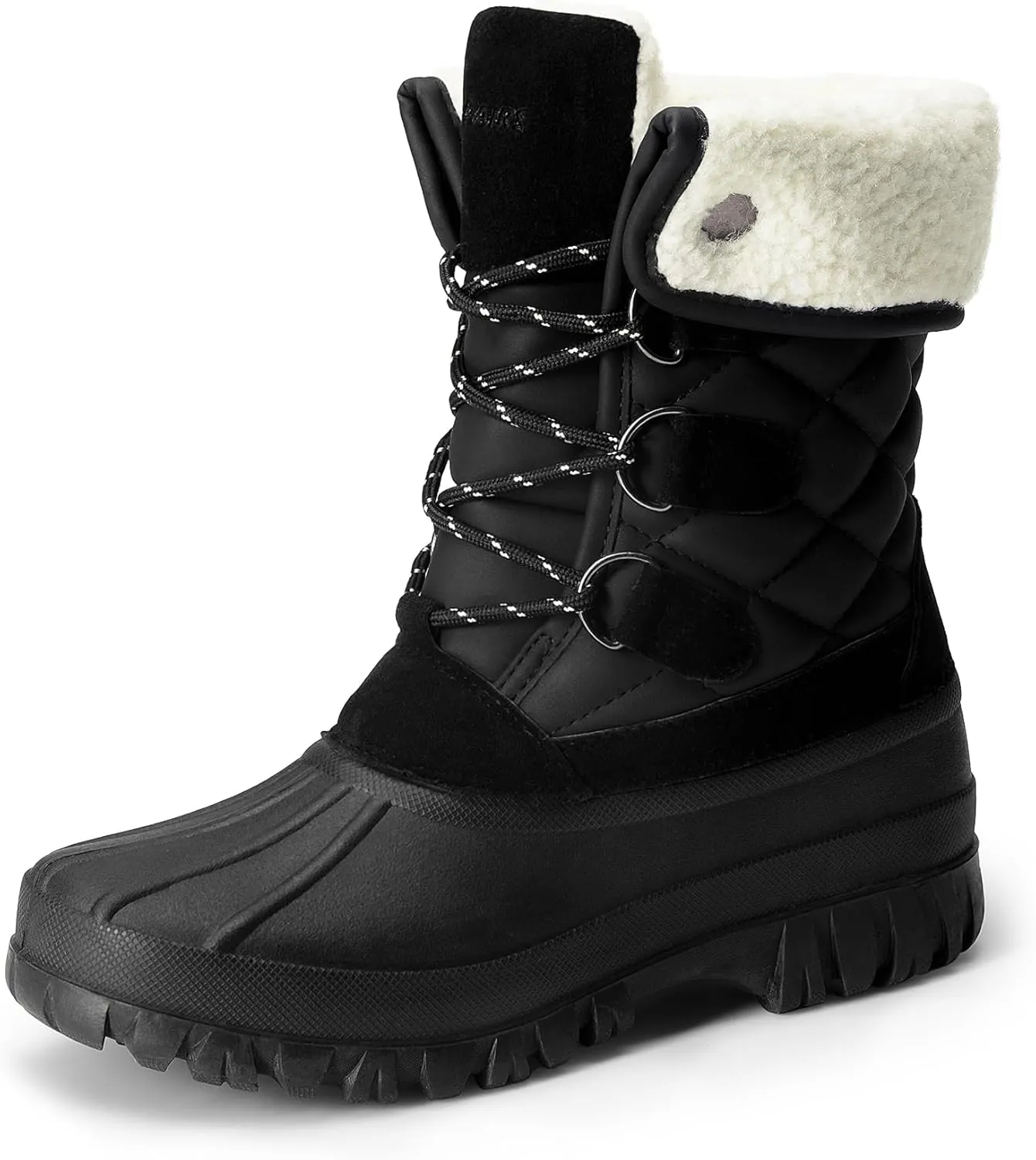 DREAM PAIRS Women's Winter Duck Boots Mid Calf Warm Insulated Faux Fur Lined Waterproof Lace Up Snow Boots