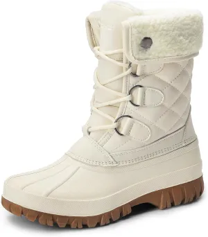 DREAM PAIRS Women's Winter Duck Boots Mid Calf Warm Insulated Faux Fur Lined Waterproof Lace Up Snow Boots