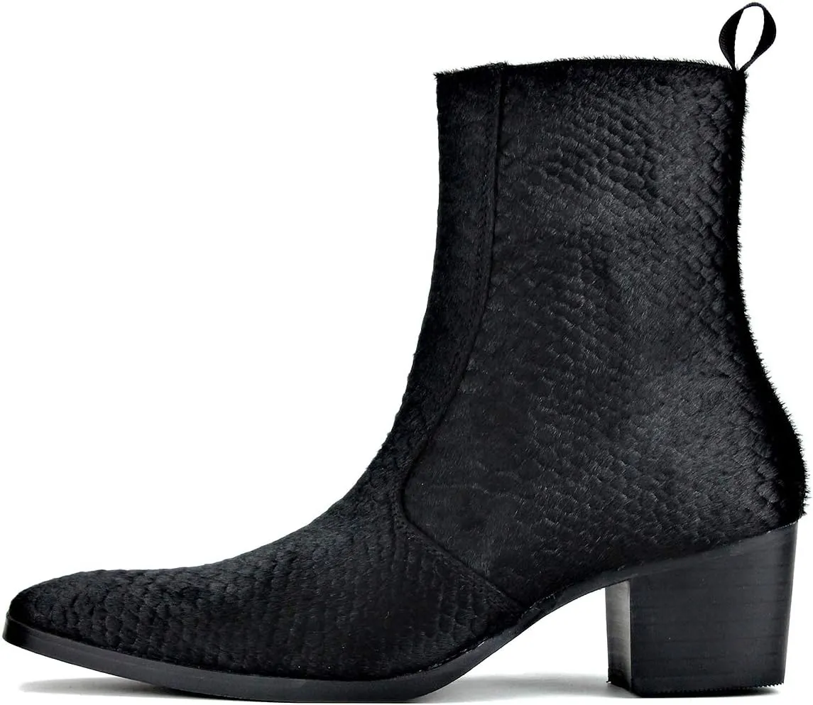 Dress Boot for Men Ankle Chelsea Heel Stylish Combat Casual Walking Motorcycle Side Zipper CD-JY021-A-R