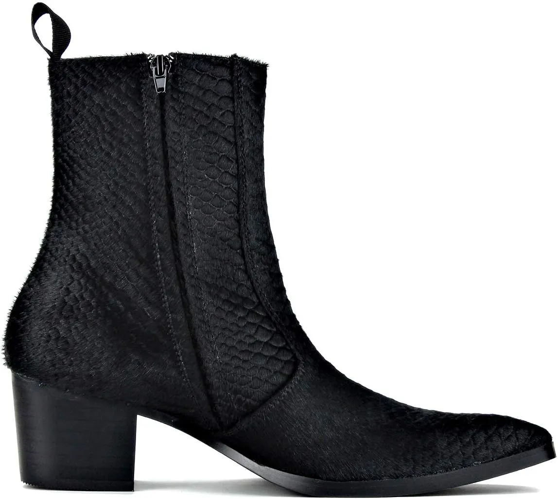 Dress Boot for Men Ankle Chelsea Heel Stylish Combat Casual Walking Motorcycle Side Zipper CD-JY021-A-R