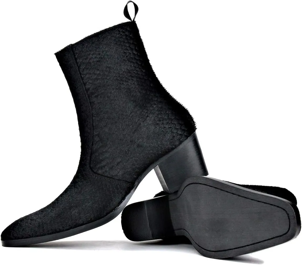 Dress Boot for Men Ankle Chelsea Heel Stylish Combat Casual Walking Motorcycle Side Zipper CD-JY021-A-R