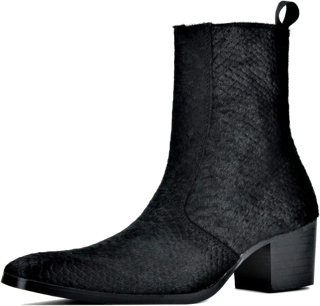 Dress Boot for Men Ankle Chelsea Heel Stylish Combat Casual Walking Motorcycle Side Zipper CD-JY021-A-R