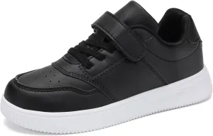 DSWED Unisex-Child Leather Lightweight Breathable Knit Athletic Running Sneakers for Kids Shoes for Boys Girls