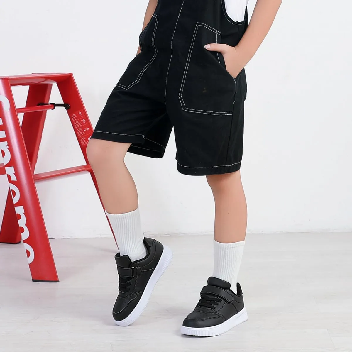 DSWED Unisex-Child Leather Lightweight Breathable Knit Athletic Running Sneakers for Kids Shoes for Boys Girls