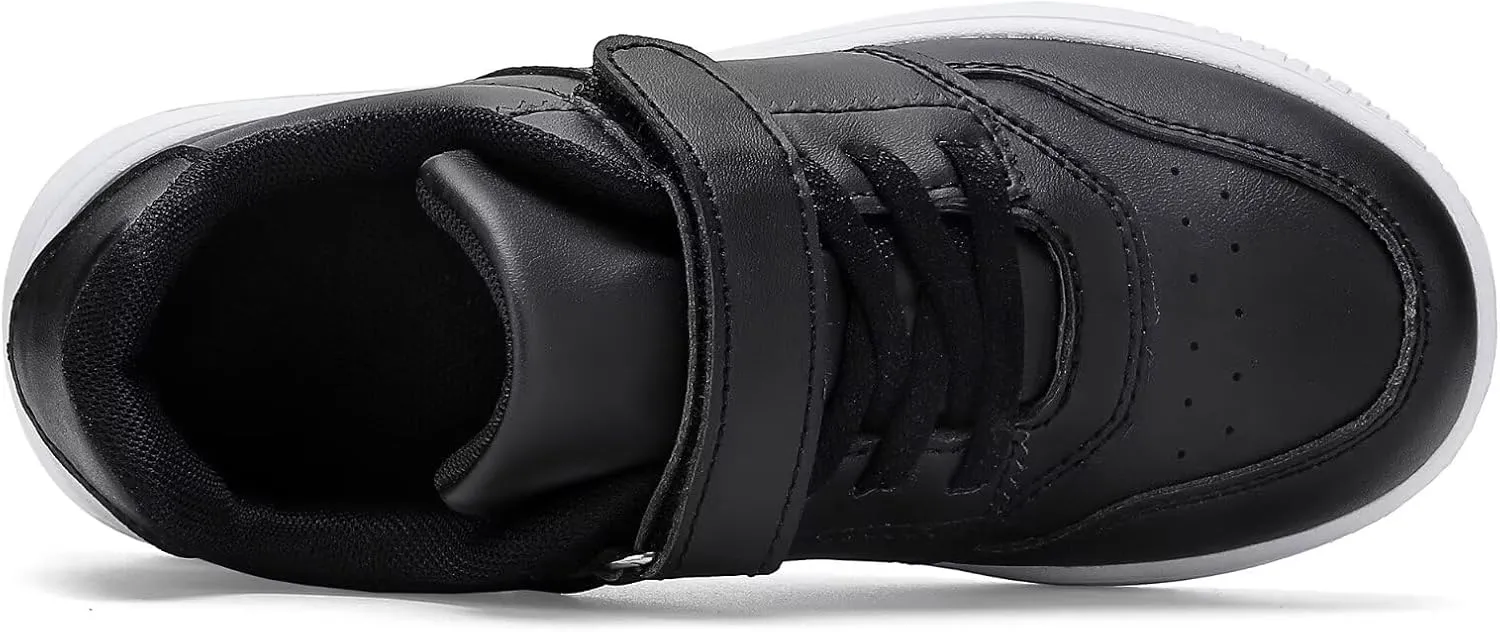 DSWED Unisex-Child Leather Lightweight Breathable Knit Athletic Running Sneakers for Kids Shoes for Boys Girls
